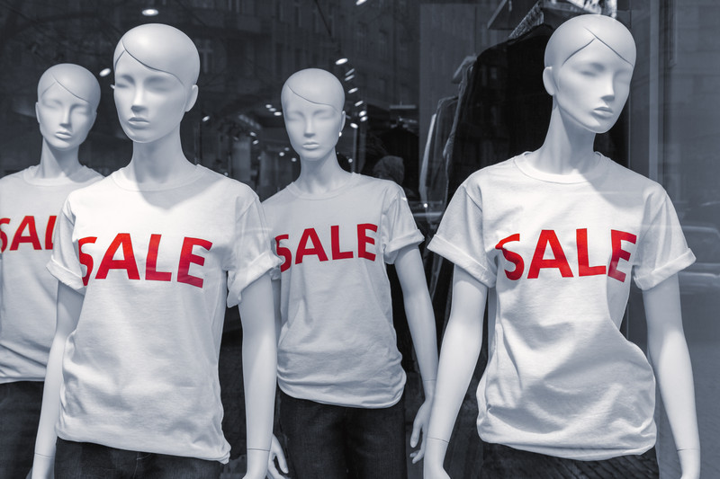 puppet models with "sales" t shirts