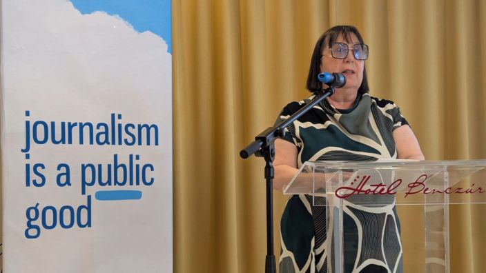Esther Lynch speaking at EFJ congress on 2 June 2025