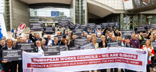 Manifestation devant le Parlement européen pour plus de démocratie au travail