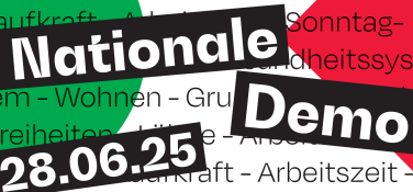 The cover of a pamphlet of demands for the Luxembourg national demonstration on 28 June 2025